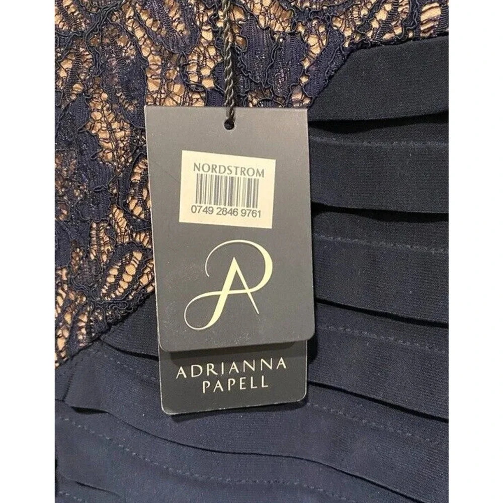 Adrianna Papell - Nordstrom Navy with lace bodycon dress women's size 14 - Picture 2 of 5